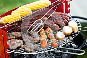 Grill full of delicious food