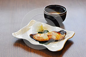 Grill Gindara or Sable fish with Miso soup