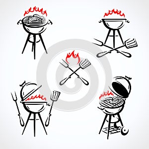 Grill labels and elements set. Collection icon grill. Vector