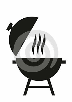 Grill with lid, black silhouette, web symbol, vector illustration