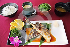 Grill Mackarel fish set , japanese food