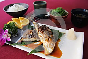 Grill Mackarel fish set , japanese food