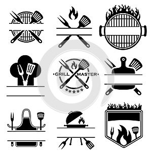 Grill master icon vector set. BBQ illustration sign collection. Grill menu symbol or logo.