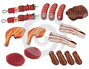 Grill and meat vector illustration