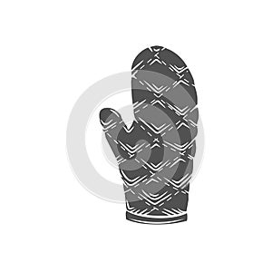 Grill mitt or Kitchen protective oven glove silhouette glyph icon