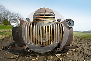 Grill of Old Vintage Retro Antique Rusting Farm Truck