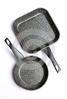 Grill pans isolated on white background