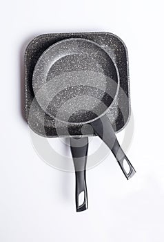 Grill pans isolated on white background.