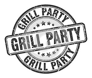 grill party stamp. grill party round sign. grill party