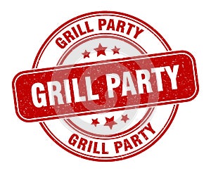 grill party stamp. grill party round grunge sign.