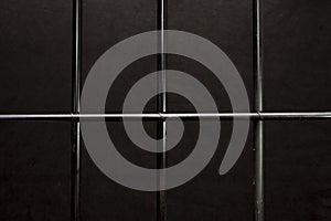 The grille of the pre-trial detention cell on a dark background. Concept: court session, jury trial, sentencing.