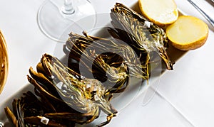 Grilled artichoke halves