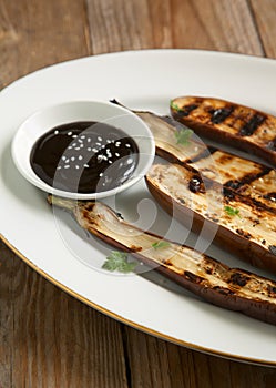 Grilled Asian long eggplant with Hoisin sauce