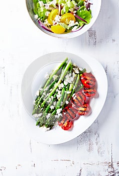 Grilled Asparagus and Cherry Tomatoes with Feta