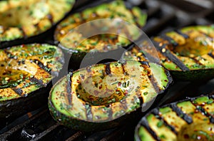 Grilled avocado halves