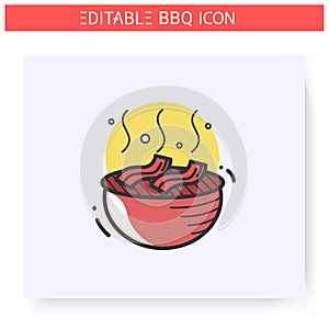 Grilled bacon color icon. Editable illustration