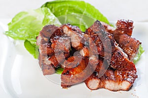 Grilled barbecue pork belly