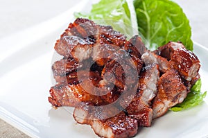 Grilled barbecue pork belly