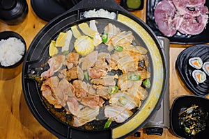 Grilled barbecue pork in Korean style