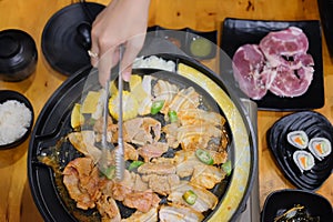 Grilled barbecue pork in Korean style