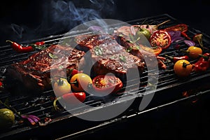 Grilled BBQ meat. Generative AI