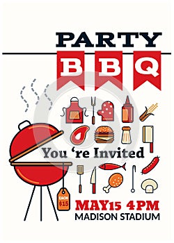 Grilled bbq party icon style