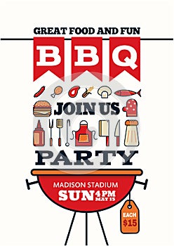 Grilled bbq party icon style for invitation car or flyer or post