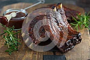 Grilled bbq ribs with sauce