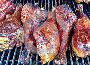Grilled BBQ turkey legs photo