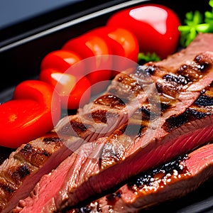 grilled beef fillet steak meat, Juicy medium rare beef with spices picture