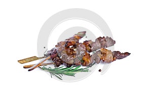 Grilled beef meat with rosemary and pepper isolated