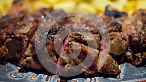 Grilled beef rib with chips