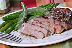 Grilled Beef Ribeye with Asparagus