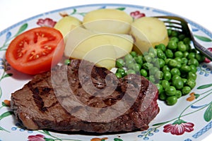 Grilled beef rump steak potato