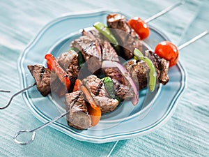 Grilled beef shishkabobs