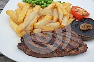 Grilled beef steak and fries