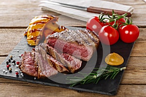 Grilled beef steak rare
