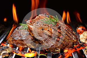 Grilled beef steak with vegetable