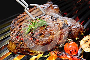 Grilled beef steak with vegetable