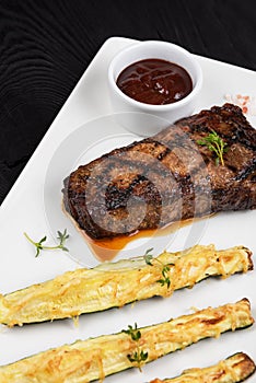 Grilled black angus steak New York