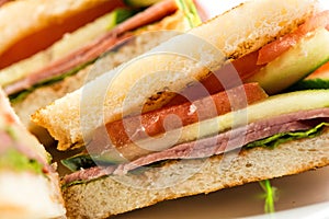 Grilled BLT Bacon, Lettuce and Tomato Sandwiches with Chicken and Avocado