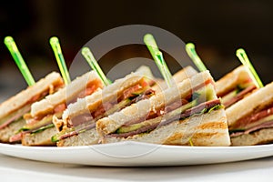 Grilled BLT Bacon, Lettuce and Tomato Sandwiches with Chicken and Avocado