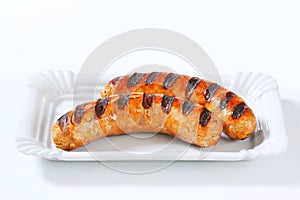 Grilled bratwursts