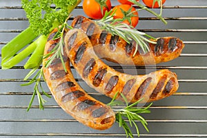 Grilled bratwursts