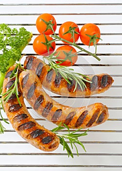 Grilled bratwursts