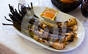 Grilled calcots with romesco sauce