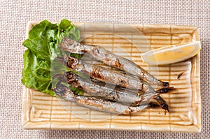 Grilled capelin