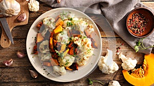 Grilled cauliflower and potimarron