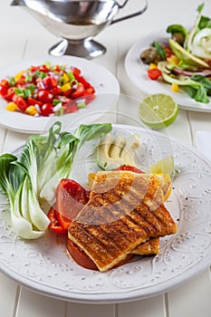 Grilled cheese with salsa salad