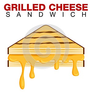 Grilled Cheese Sandwich Dripping Melting Cheese Isolated on Whit